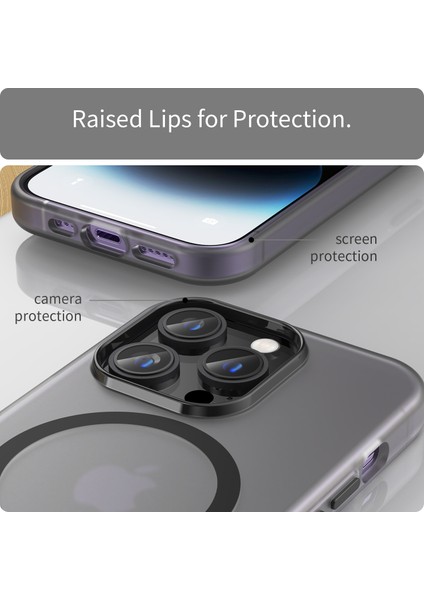 iPhone14 Pro Max Için Manyetik Kasa Magsafe Mat Terregent Mat Arka Kapak Black ile Uyumlu (Yurt Dışından)