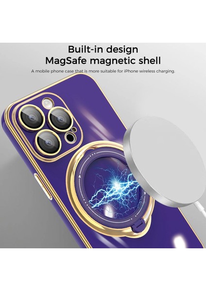 iPhone15 Pro Electrolecating Telefon Kılıfı Için Yumuşak Tpu Kickstand Koruyucu Kapak Lens Koruyucu-Black Green ile (Yurt Dışından)
