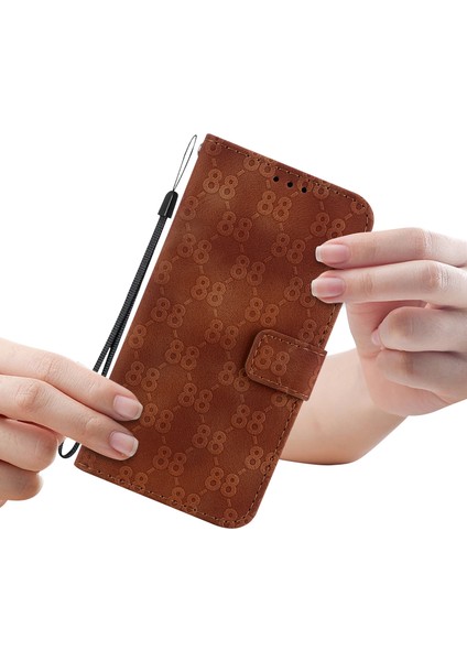 iPhone14 Pro Max Çift Çift 8 Şeklindeki Baskı Önleyici Anti-Fall Kapak Pu Deri Standı Cüzdan Telefon Vaka-Kahverengi (Yurt Dışından) indirimleri