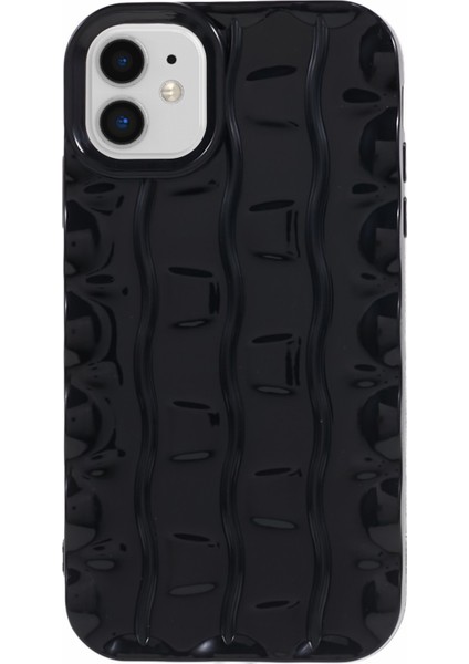 iPhone11 Tpu Için Telefon Kasası 3D Çizgili Desen Tasarım Şok Geçirmez Telefon Kapağı-Black (Yurt Dışından)