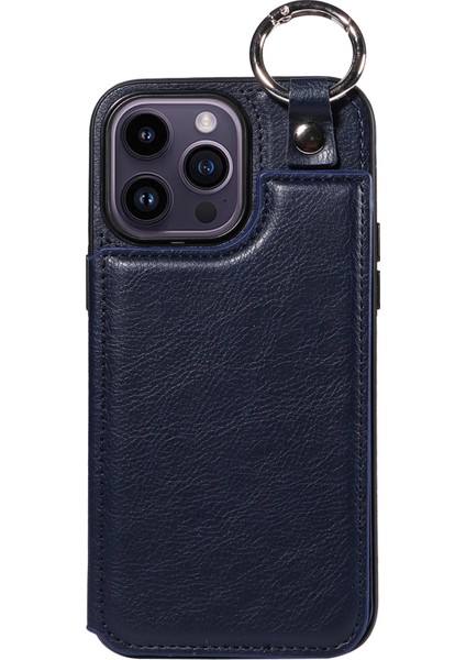 iPhone14 Pro Case Bırak Damalı Pu Deri+Tpu Telefon Kapağı Kickstand Shell-Navy Blue (Yurt Dışından) modelleri