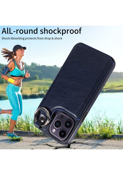 iPhone14 Pro Case Bırak Damalı Pu Deri+Tpu Telefon Kapağı Kickstand Shell-Navy Blue (Yurt Dışından) indirimleri