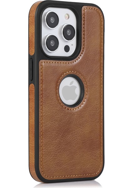 iPhone13 Pro 6.1 Inç Için Slim Fit Pu Deri+Tpu Düz Renk Tasarım Telefon Koruyucu-Kahverengi (Yurt Dışından)