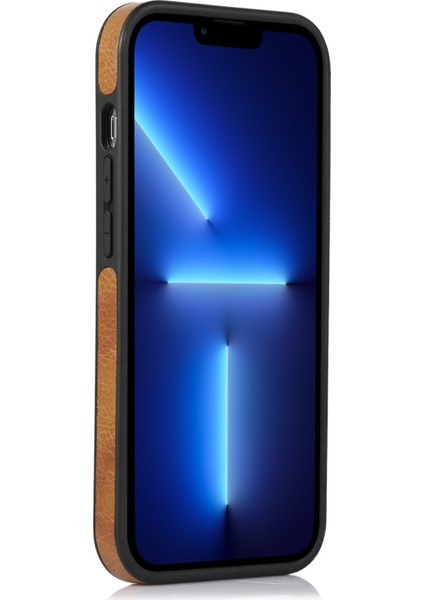 iPhone13 Pro 6.1 Inç Için Slim Fit Pu Deri+Tpu Düz Renk Tasarım Telefon Koruyucu-Kahverengi (Yurt Dışından)
