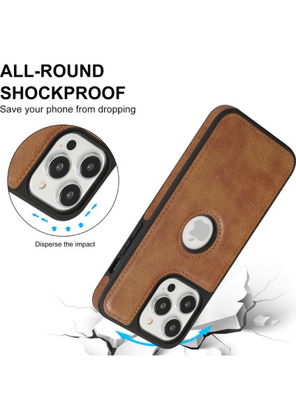 iPhone13 Pro 6.1 Inç Için Slim Fit Pu Deri+Tpu Düz Renk Tasarım Telefon Koruyucu-Kahverengi (Yurt Dışından)