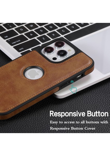 iPhone13 Pro 6.1 Inç Için Slim Fit Pu Deri+Tpu Düz Renk Tasarım Telefon Koruyucu-Kahverengi (Yurt Dışından)