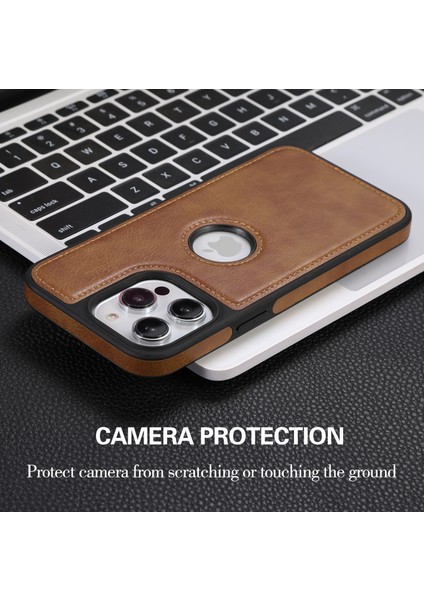 iPhone13 Pro 6.1 Inç Için Slim Fit Pu Deri+Tpu Düz Renk Tasarım Telefon Koruyucu-Kahverengi (Yurt Dışından)