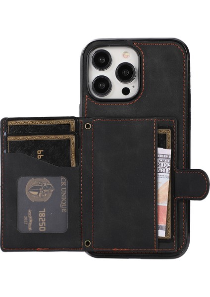 iPhone12/12 Pro Kase Için Uzun Kayış Deri Tpu Arka Kapak Kartı Çanta-Siyah (Yurt Dışından)
