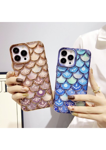 iPhone14 Pro Tpu Kasası Elektrokaplanmış 3D Balık Ölçeği Telefon Koruyucu Kapak Blue (Yurt Dışından) fiyatları