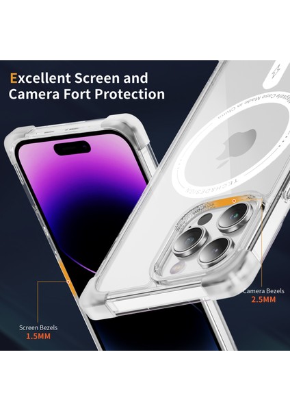 iPhone14 Pro Max Cep Telefon Kılıfı Ince Kapak Magsafe-Tökez Beyazla Uyumlu Ysm Takviyeli Köşeler Serisi (Yurt Dışından)