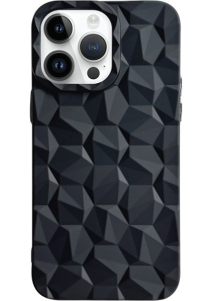 iPhone13 Pro 6.1 Inç Elektrapan Petek Prizma Deseni Telefon Kapak Black Için Yumuşak Tpu Kılıf (Yurt Dışından)