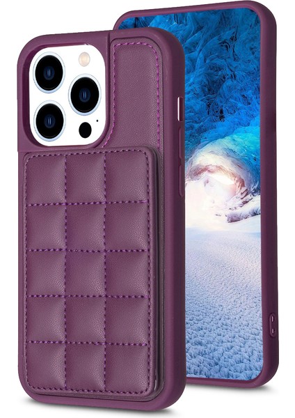 iPhone15 Pro Max Pu Deri Kaplamalı Tpu Telefon Kapağı Kickstand Case ile Kart Yuvaları Dark Mor (Yurt Dışından) fiyatları