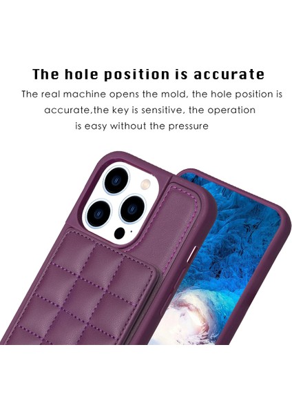 iPhone15 Pro Max Pu Deri Kaplamalı Tpu Telefon Kapağı Kickstand Case ile Kart Yuvaları Dark Mor (Yurt Dışından) modelleri