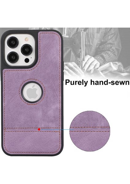 iPhone13 Pro 6.1 Inç Cep Telefonu Kılıfı Ekleme Pu Deri+Tpu Şok Geçirmez Arka Kabuk-Mor (Yurt Dışından) indirimleri