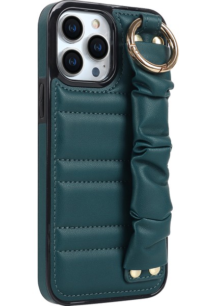 iPhone12/12 Pro Cep Telefonu Kılıfı Pileli Bileklik Pu Deri Kaplamalı Tpu Kickstand-Green ile (Yurt Dışından)