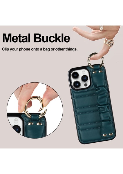 iPhone12/12 Pro Cep Telefonu Kılıfı Pileli Bileklik Pu Deri Kaplamalı Tpu Kickstand-Green ile (Yurt Dışından)
