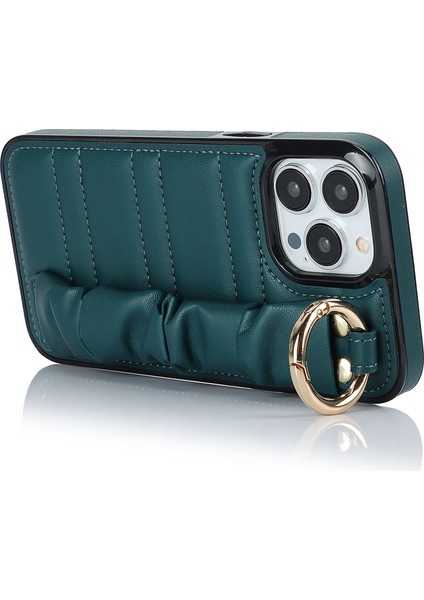 iPhone12/12 Pro Cep Telefonu Kılıfı Pileli Bileklik Pu Deri Kaplamalı Tpu Kickstand-Green ile (Yurt Dışından)