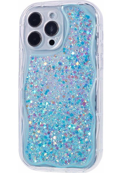 iPhone13 Pro Max Case Epoxy Glitter Sequins Için Jtw Serisi Kıvrım Anti-Sracratch Telefon Kapak Baby Blue (Yurt Dışından)