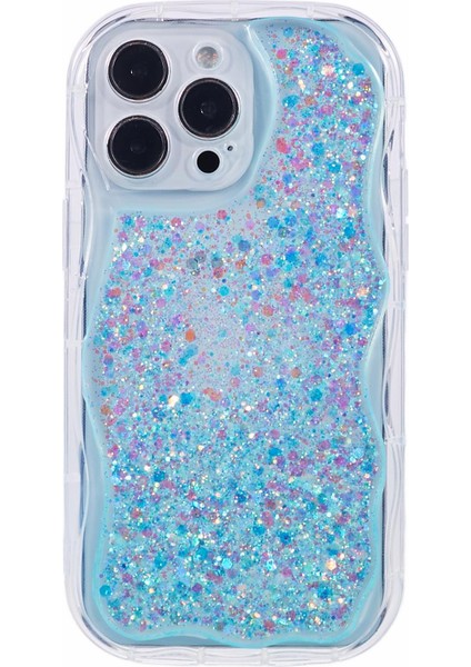 iPhone13 Pro Max Case Epoxy Glitter Sequins Için Jtw Serisi Kıvrım Anti-Sracratch Telefon Kapak Baby Blue (Yurt Dışından)