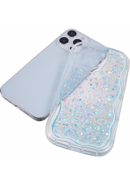 iPhone13 Pro Max Case Epoxy Glitter Sequins Için Jtw Serisi Kıvrım Anti-Sracratch Telefon Kapak Baby Blue (Yurt Dışından)