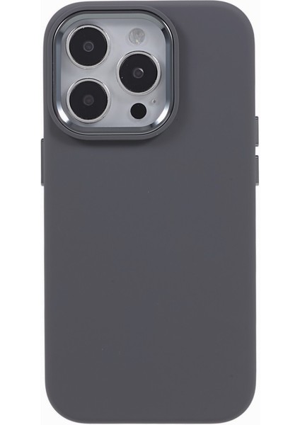 iPhone13 Pro 6.1 Inç Sıvı Silikon+Pc Telefon Kılıfı Alüminyum Alaşım Kamera Çerçevesi Şok Geçirmez Arka Kapak-Kömür Gri (Yurt Dışından)