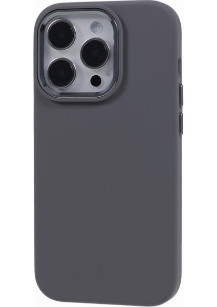 iPhone13 Pro 6.1 Inç Sıvı Silikon+Pc Telefon Kılıfı Alüminyum Alaşım Kamera Çerçevesi Şok Geçirmez Arka Kapak-Kömür Gri (Yurt Dışından)