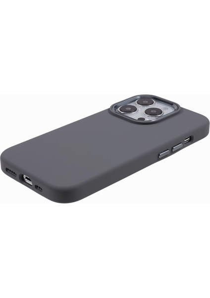 iPhone13 Pro 6.1 Inç Sıvı Silikon+Pc Telefon Kılıfı Alüminyum Alaşım Kamera Çerçevesi Şok Geçirmez Arka Kapak-Kömür Gri (Yurt Dışından)