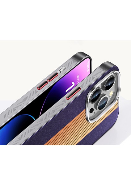 iPhone13 Pro Lazer Pu Deri Kaplamalı Tpu Telefon Kılıfı Gradyan Tasarım Cep Telefonu Kapak Kabuk-Mavi (Yurt Dışından)