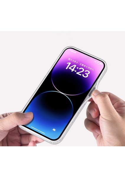 iPhone13 Pro Lazer Pu Deri Kaplamalı Tpu Telefon Kılıfı Gradyan Tasarım Cep Telefonu Kapak Kabuk-Mavi (Yurt Dışından)