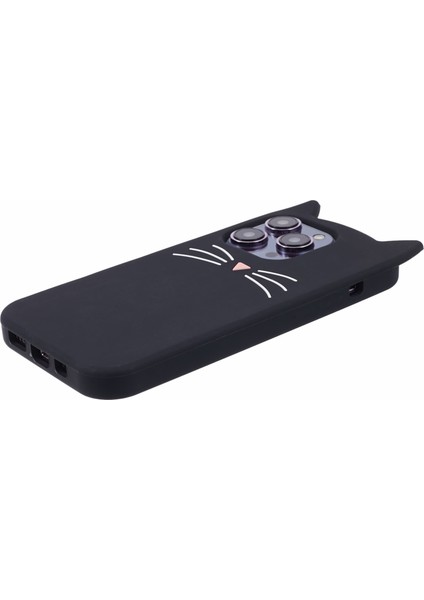 iPhone13 Pro Max Yumuşak Silikon Telefon Kılıfı 3D Bıyık Kedi Telefon Kabuk Black Için Şok Geçirmez Kapak (Yurt Dışından) modelleri