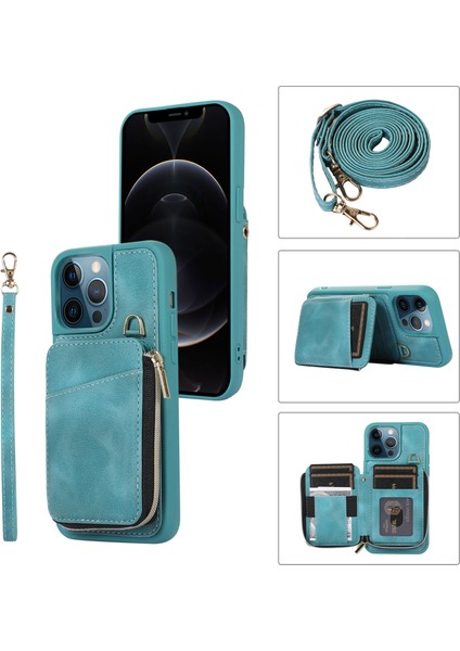 iPhone12/12 Pro Cep Telefonu Kasası Pu Deri+Tpu Yumru Dövüşü Kapak Yeşil (Yurt Dışından)