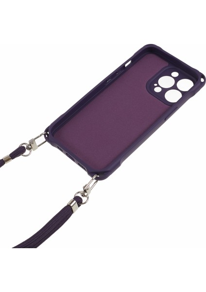 iPhone12 Pro Shockproof Tpu Için, Halat-Dark Mor Asılı Dört Köşe Kalınlaştırılmış Toz Geçiren Telefon Kılıfı (Yurt Dışından)