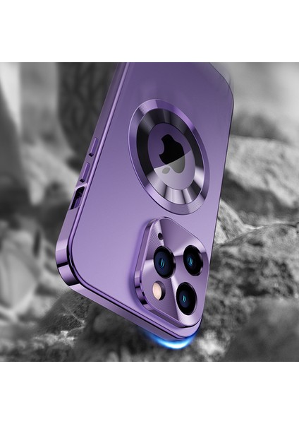 Manyetik Clear Logo iPhone13 Pro Max Alüminyum Alaşım+Temperli Cam+Pc Arka Kapak Magsafe-Gold ile Uyumlu (Yurt Dışından)