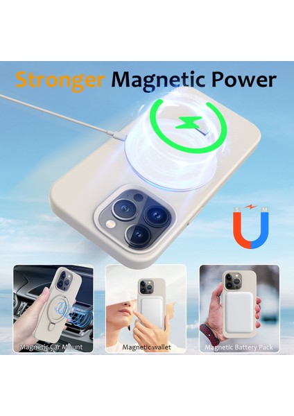 iPhone13 Pro Max Magnetic Case Ring Kickstand Pc+Silikon Telefon Kapak-Antique Beyaz (Yurt Dışından) modelleri