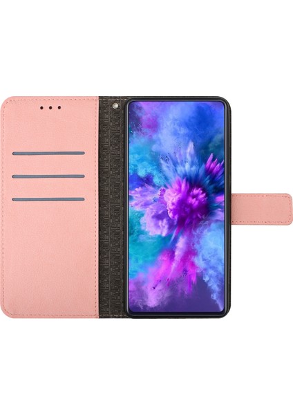 iPhone13 Pro 6.1 Inç Pu Pu Deri Stand Şok Geçirmez Telefon Kapak Pembe (Yurt Dışından)