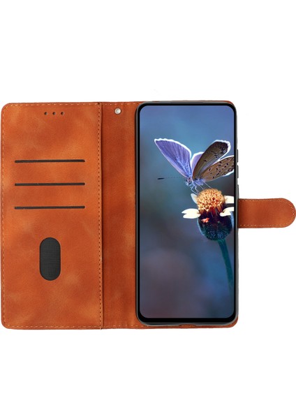 iPhone15 Telefon Kasası Için Basılmış Çiçek Cüzdan Ön-Paraşütle Anti-Parmak Izi Deri Manyetik Stand Kapak Kahverengi (Yurt Dışından)