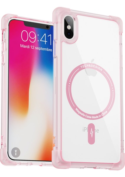 iPhoneXs Max Takviyeli Köşeler Serisi Magsafe Slım-Fıt Tpu+Akrilik Kabuk-Şeffaf Pembe (Yurt Dışından)