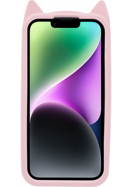 iPhone14 Plus Yumuşak Silikon Telefon Kılıfı 3D Bıyık Kedi Şok Geçirmez Telefon Kapak Pembe (Yurt Dışından) fiyatları
