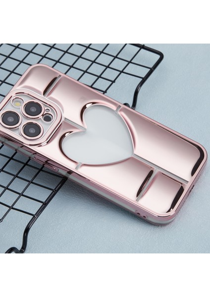iPhone14 Pro Tpu Kasası Elektrapan Telefon Kapağı Için Mns Serisi Clear 3D Kalp Şekli Golü Altın (Yurt Dışından)