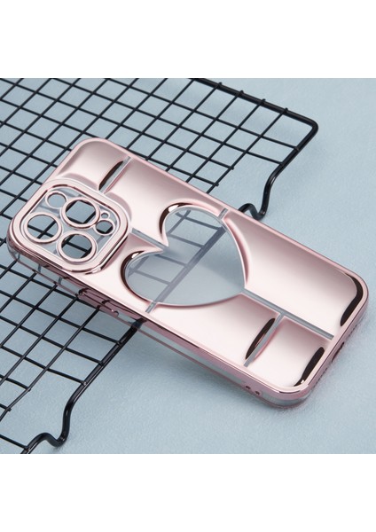 iPhone14 Pro Tpu Kasası Elektrapan Telefon Kapağı Için Mns Serisi Clear 3D Kalp Şekli Golü Altın (Yurt Dışından)
