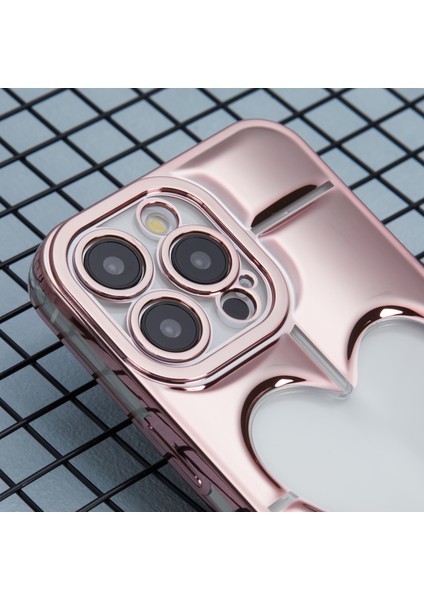 iPhone14 Pro Tpu Kasası Elektrapan Telefon Kapağı Için Mns Serisi Clear 3D Kalp Şekli Golü Altın (Yurt Dışından)