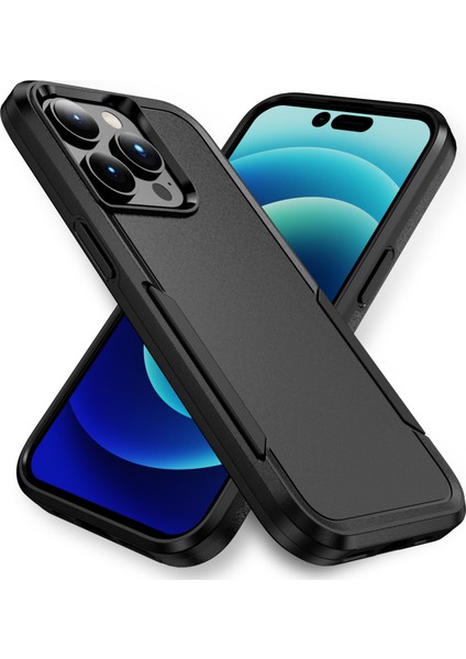 iPhone15 Pro Max Anti Drop Back Cover Shockproof Pc+Tpu Telefon Vaka Black (Yurt Dışından)