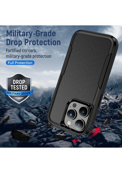 iPhone15 Pro Max Anti Drop Back Cover Shockproof Pc+Tpu Telefon Vaka Black (Yurt Dışından)