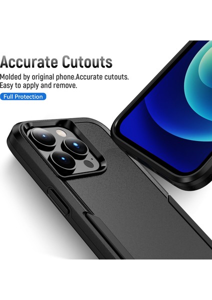 iPhone15 Pro Max Anti Drop Back Cover Shockproof Pc+Tpu Telefon Vaka Black (Yurt Dışından)