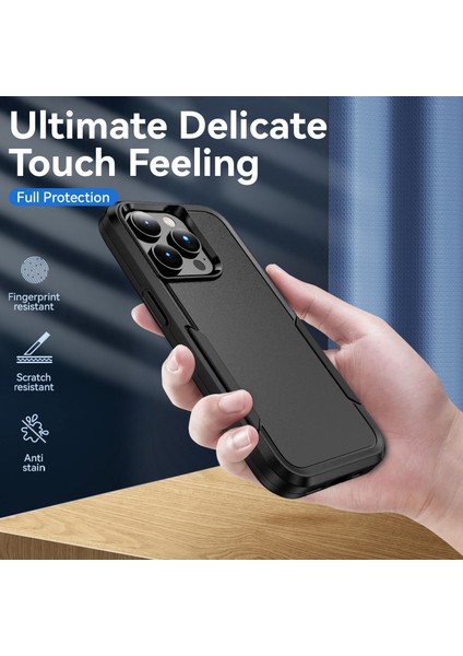 iPhone15 Pro Max Anti Drop Back Cover Shockproof Pc+Tpu Telefon Vaka Black (Yurt Dışından)