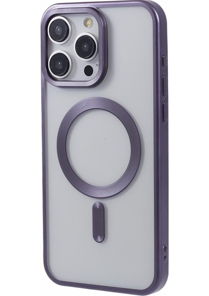 iPhone13 Pro 6.1 Inç Kasa Mat Yumuşak Tpu Manyetik Telefon Kapağı Magsafe-Dark Mor ile Uyumlu (Yurt Dışından)