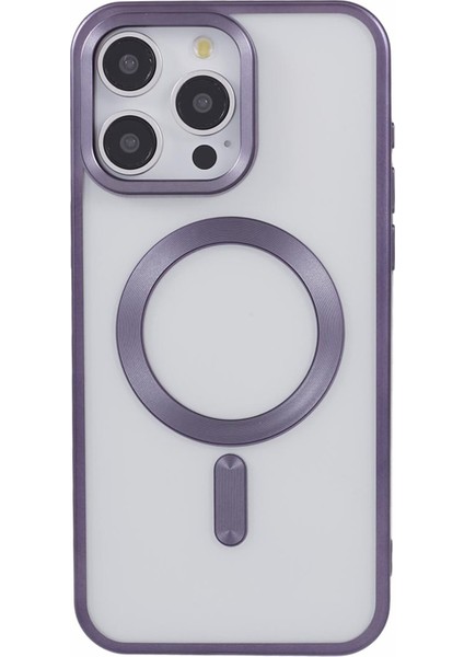 iPhone13 Pro 6.1 Inç Kasa Mat Yumuşak Tpu Manyetik Telefon Kapağı Magsafe-Dark Mor ile Uyumlu (Yurt Dışından)