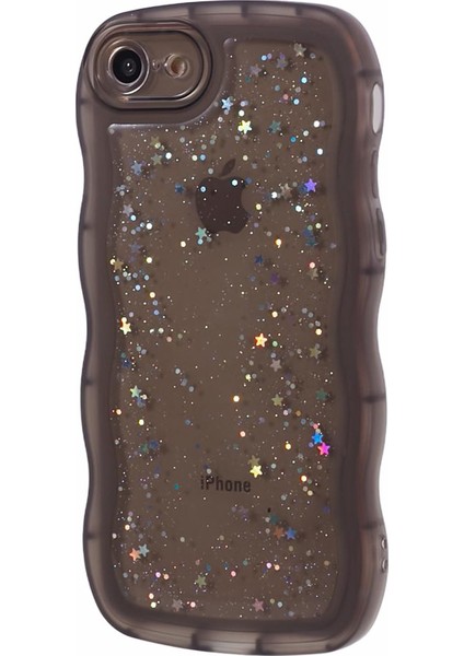 iPhone7/8 Için Jtw Serisi (Case Glitter Stars Wavy Edge Tpu Cover-Black (Yurt Dışından)
