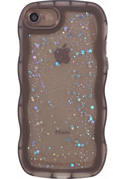 iPhone7/8 Için Jtw Serisi (Case Glitter Stars Wavy Edge Tpu Cover-Black (Yurt Dışından) modelleri