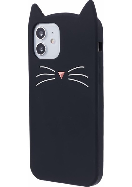 iPhone12 Pro 6.1 Inç/12 6.1 Inç Kasa 3D Bıyık Kedi Yumuşak Silikon Telefon Kabuk Black (Yurt Dışından)